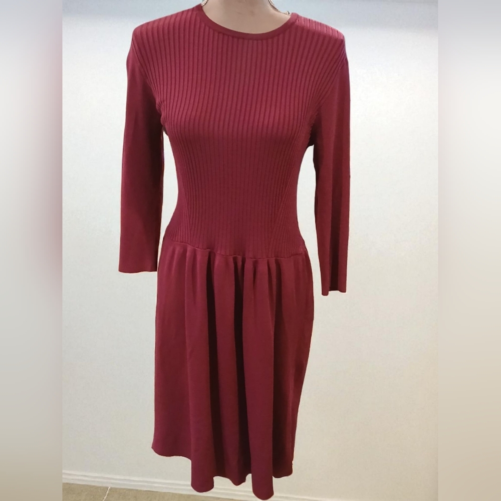 J. McLaughlin Purple Pink Long Sleeve Fit & Flare Dress Womans Small Old Money